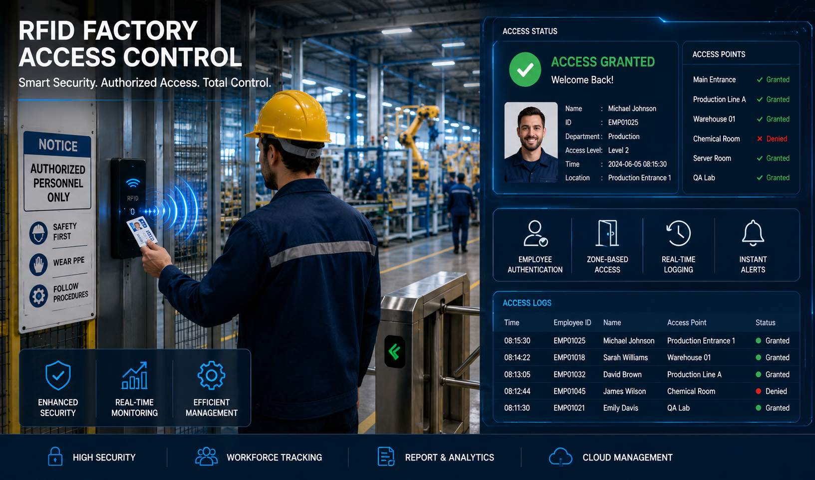 RFID-Zutrittskontrolle für Fabriken